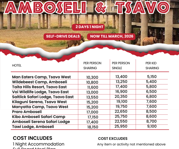 2 Days 1 Night Tsavo X Amboseli Safari